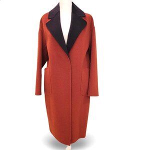NAERSI Wool Coat | Soft Unstructured Comfort | Color-Block Rust & Navy